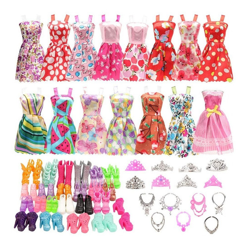 Barbie Conjunto 10 Vestidos + 22 Accesorios (marca Genérica)