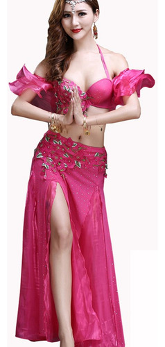 Roupa De Performance De Dança Do Ventre Conspícua Com Flores