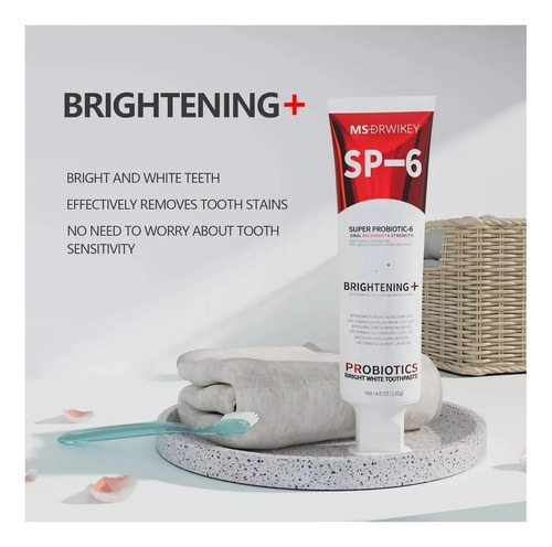 Pasta De Dentes Branqueadora Probiótica Msdrwikey Sp-6 (2 U)