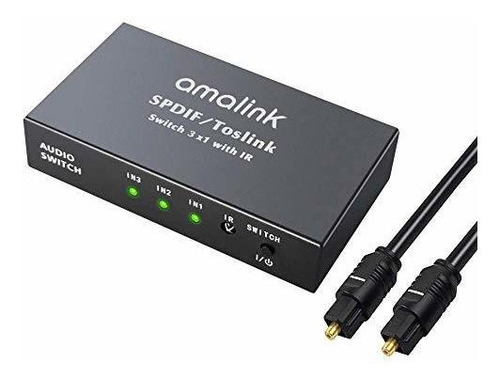 Conmutador Amalink Divisor 3 Puertos Spdif Toslink -negro