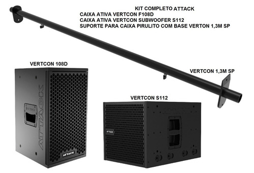 Sistema Pa Attack Caixa Ativa Vertcon F108d + Sub Grave S112
