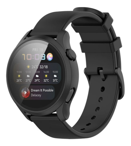 Imagem 2 de 6 de Película De Vidro 9h Com Case Para Huawei Watch 3