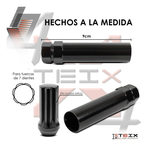 Llave Dado Tuerca Larga Rin Negra Birlos Seguridad Teix 7p