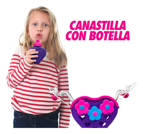 Canastilla Con Botella Para Bicicleta Infantil Niña R12-r16 Color Morado