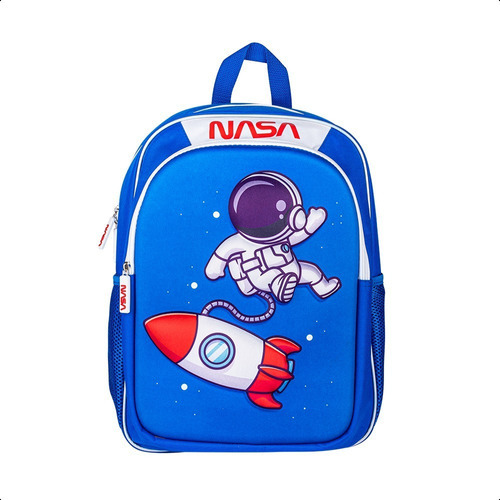 Mochila Escolar Infantil Nasa Diseño Cohete Espacial 3d Color Azul
