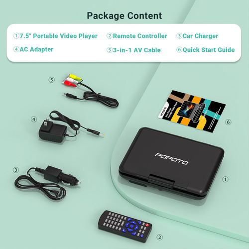 Reproductor De Dvd Portátil Pofoto De 9,5 Pulgadas Para Niño