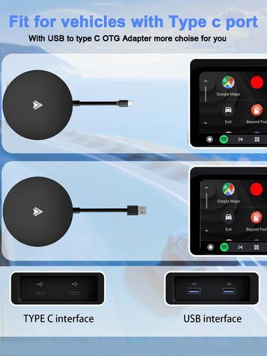 Conectado A Sem Fio Android Auto Car Ai Box Usb Smart Dongle