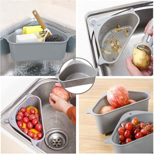 Imagen 3 de 8 de Colador Escurridor Desperdicios Canastilla Fregadero Cocina
