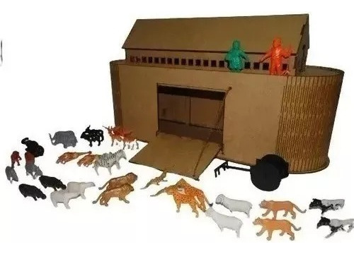 Desconto Brinquedo Arca De Noe Barca Com Pares De Animais