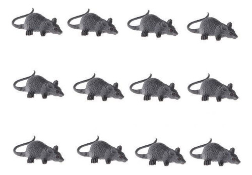 6 Modelo Del Ratón Gris Animales Plásticos 12pcs, Juguete