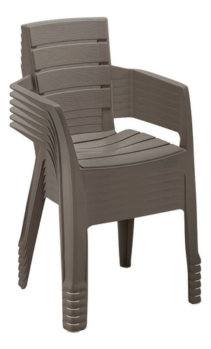 Silla Barú Con Brazos Rimax X 6 Und Color Mocca