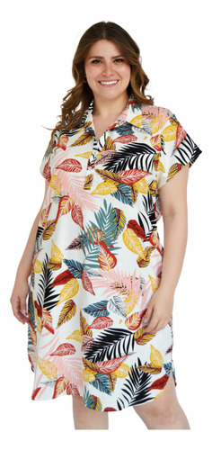 Vestido De Lino Tropical Roman Fashion/tallas Extras, 2155 (