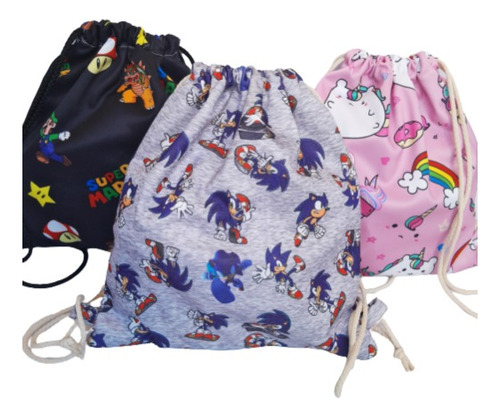 Mochila Jardín Sonic, Unicornio Bebe, Mario Bross X 1 Un