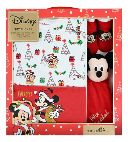 Set 4 Piezas Regalo Navidad Mickey Niño Bambino