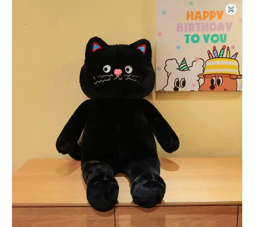 Peluches Con Manta Suaveregalo Ideal40a50cm+manta 1,55x1m Gato Negro