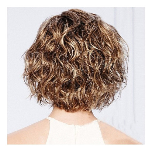 Peluca Corto Fluffy Corto Natural Ondulado Pelo Rizado Oro