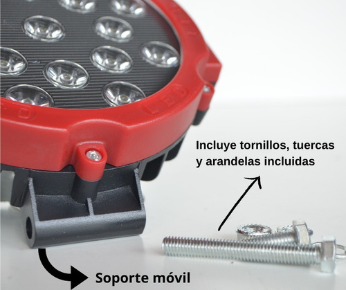 Faro Proyector 51 W Redondo 17 Led Agro Vehículo 4x4