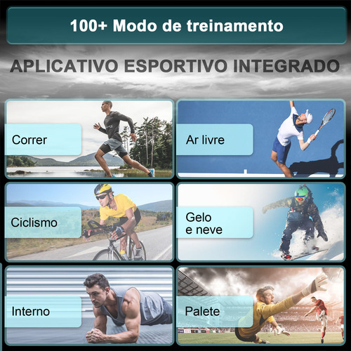 Masculino Smartwatch Relógio Inteligente Militar Smart Watch Caixa Preto Pulseira Preto Bisel Preto