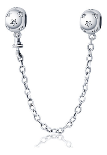 Charm Cadena De Seguridad Estrellas Plata 925 Silver Heart