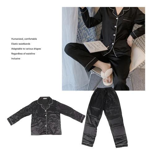 Conjunto De Pijama De Seda De Hielo Suave Y Con Bolsillo
