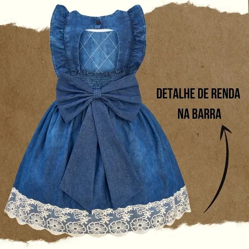 Vestido jeans com renda na best sale barra