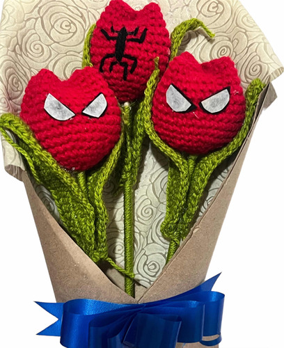 Tulipanes Spiderman Crochet Regalo