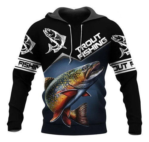 Sudadera Con Capucha De Pesca Con Estampado 3d Para Hombre