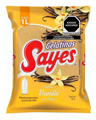 Imagen 2 de 4 de Gelatina Sayes De Leche Sabor Vainilla, 25 Piezas De 120 Gr