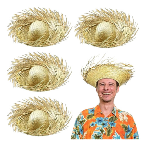 Sombrero Gorro Espantapajaros Rafia Paja Naturtal Cotillon