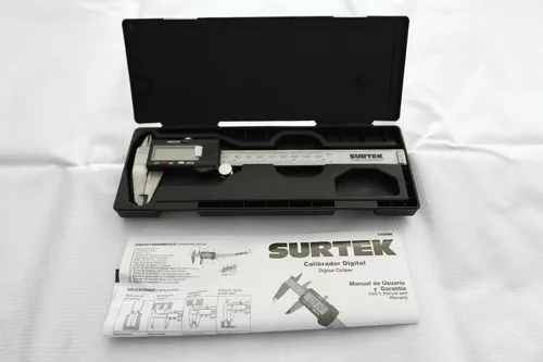 SURTEK Calibrador Digital 6 pulgadas Exterior , Interior y Profundidad  Acero Inoxidable - Calibradores Digitales - 28D565
