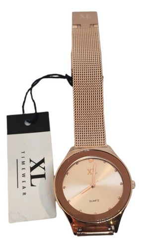 Reloj Mujer Xl Malla De Metal Dorado Rose Modelo R0177