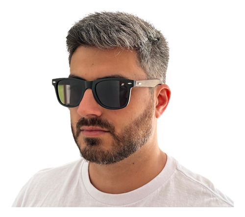 Óculos De Sol Masculino Polarizado Madeira Quadrado Original