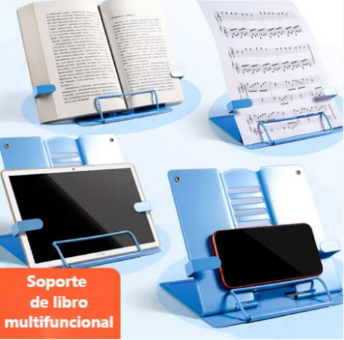  Soporte de libro de metal para lectura, soporte ajustable para  libros para lectura (azul completo) : Productos de Oficina