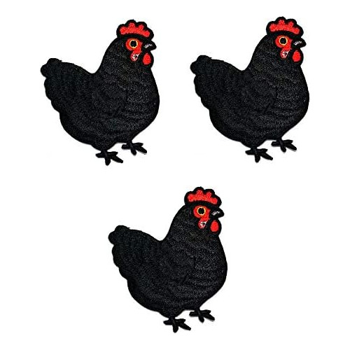 Juego De 3 Parches De Pollo Negro Planchar O Coser Apli...