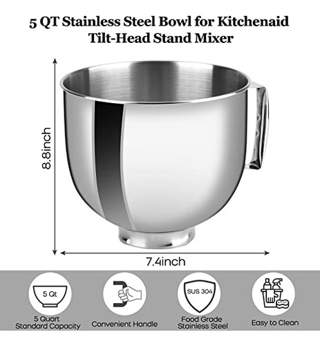 Tazón De Acero Inoxidable Compatible Con La Batidora Kitche