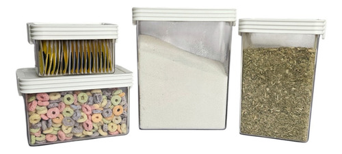 Set X12 Contenedores Herméticos Cocina Acrílico Apilables Blanco