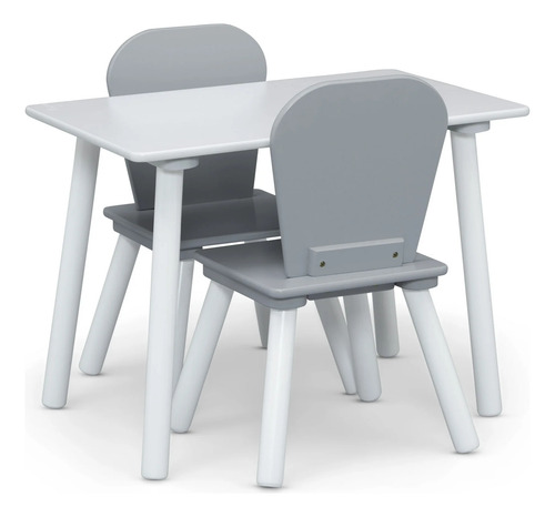 Mesa Y Sillas Infantil C Juguetero Blanco Gris Msi