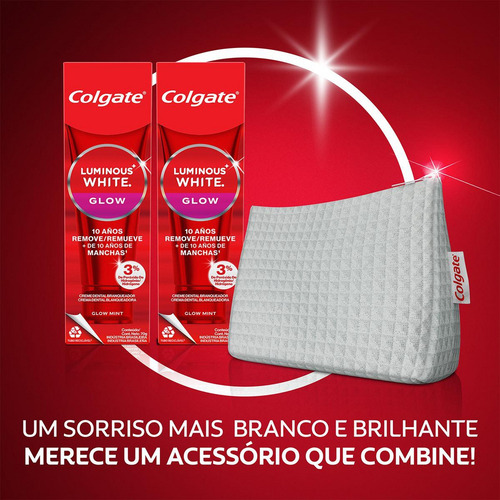 Creme Dental Colgate Luminous White 70g 2 Unid. + Necessaire