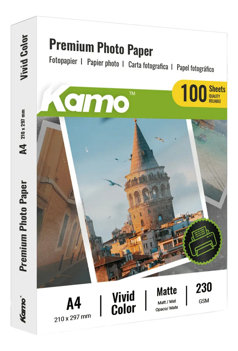Papel Fotográfico A4 Kamo Mate 230gr 100 Hojas Color Blanco