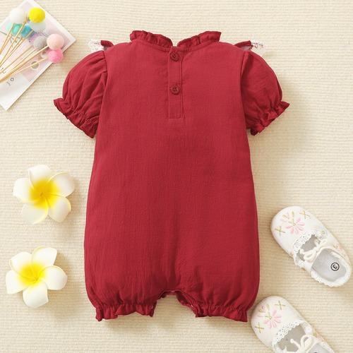 Mameluco Verano De Algodón Mono Bebé Con Estampado 0-24meses Rojo 9-12 M