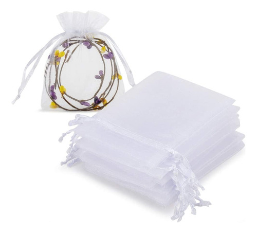 Paquete Hrx 100pcs Bolsas De Joyería De Organza Blanca