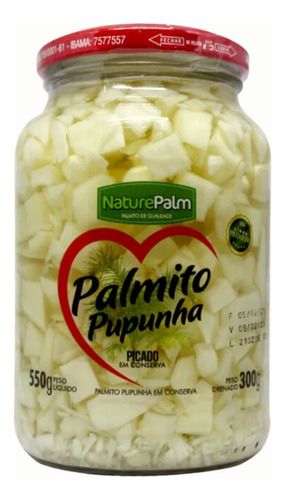 Palmito Pupunha Picado Em Conserva Premium Naturepalm 550g