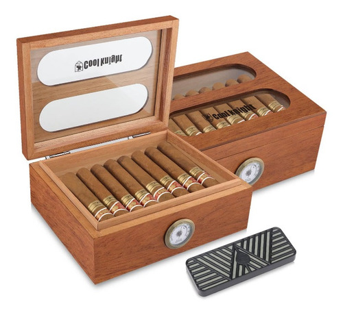 Imagen 1 de 10 de Humidor De Habanos 60 Puros Madera De Cedro Español + Yesque