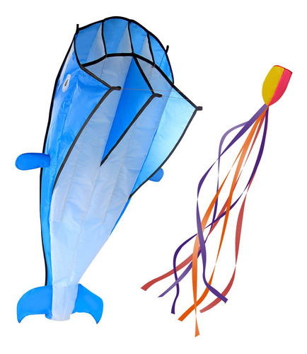 Cometa Grande De Delfin Azul, Parafoil Suave Sin Marco, Come