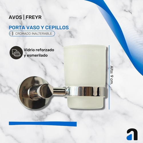 Imagen 6 de 10 de Kit Accesorios Para Baños 6 Piezas Cromo Vidrio Freyr Avos