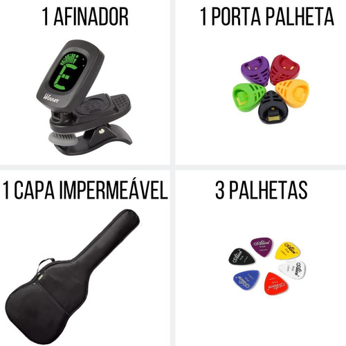 Imagem 2 de 4 de Violão Acústico Michael Clássico Nylon Vm15ny Bk + Kit9i