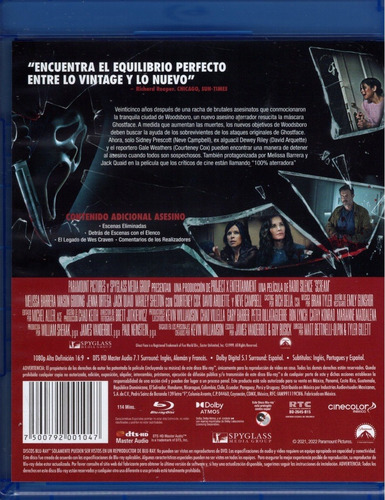 Imagen 2 de 3 de Scream 5 Cinco 2022 Courteney Cox Pelicula Blu-ray