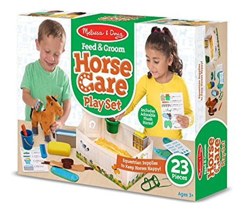 Melissa Y Doug Feed Y Groom Caballo Cuidado Juego Set Fin Mu