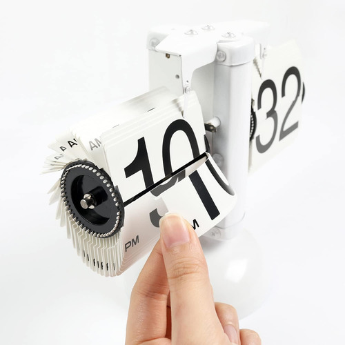 Reloj De Mesa Flip (blanco), Diseño Retro Vintage, Rel...