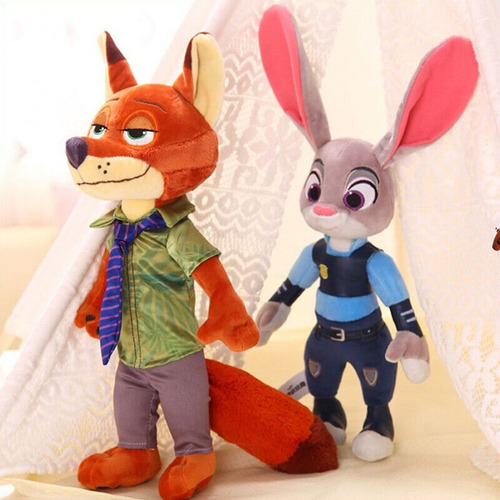 2pcs Zootopia Judy Hopps Nick Wilde Muñeca Peluche Juguete